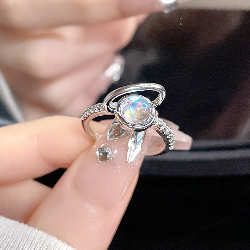 Women's Moonstone Fashion Personality Opening Index Finger Rings