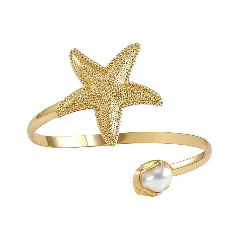 Geometric Pearl Curtain Buckle Beautiful Flowers Bracelet
