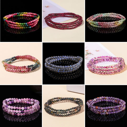 Natural Crystal Stone Collection Round Beads Bracelet