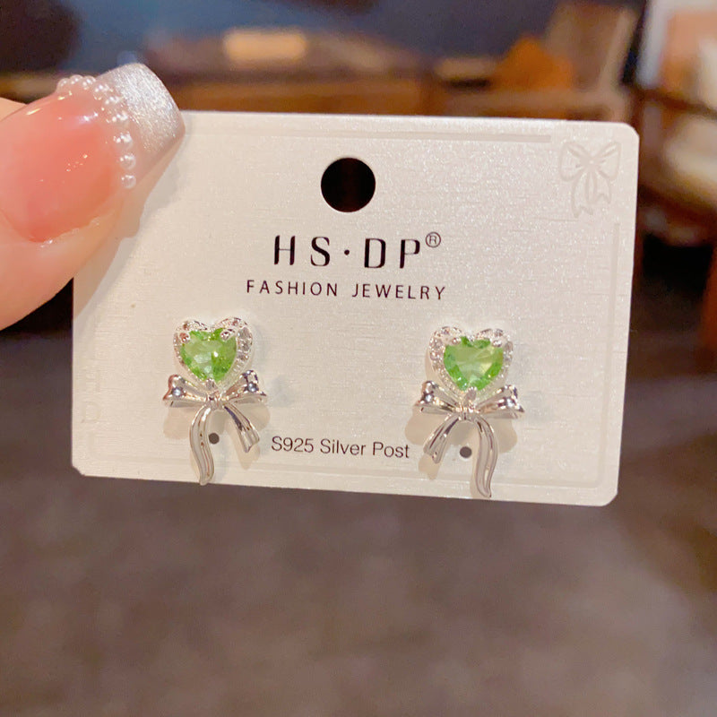 Fashion Simple Thick Love Heart Bow Tie Exquisite Light Earrings