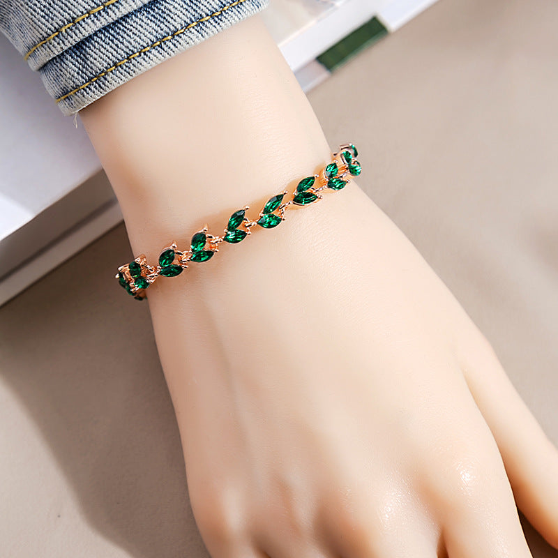 Rhinestone Fashion Color Willow Leaf Diamond Versatile Design Light Bracelets