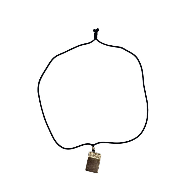 Women's National Style Design Safety Lock Lucky Pendant Leather Necklaces