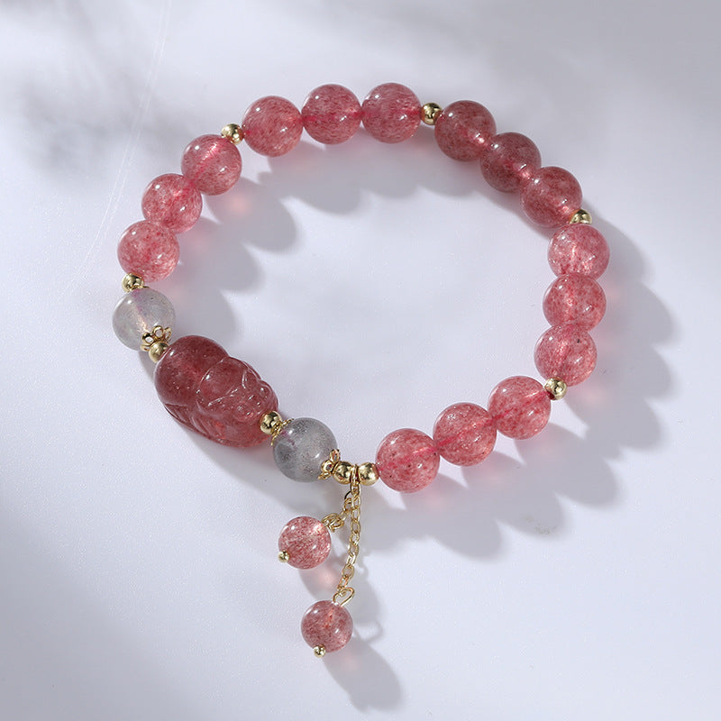 Bracelets minoritaires en cristal naturel pour femmes, Quartz fraise