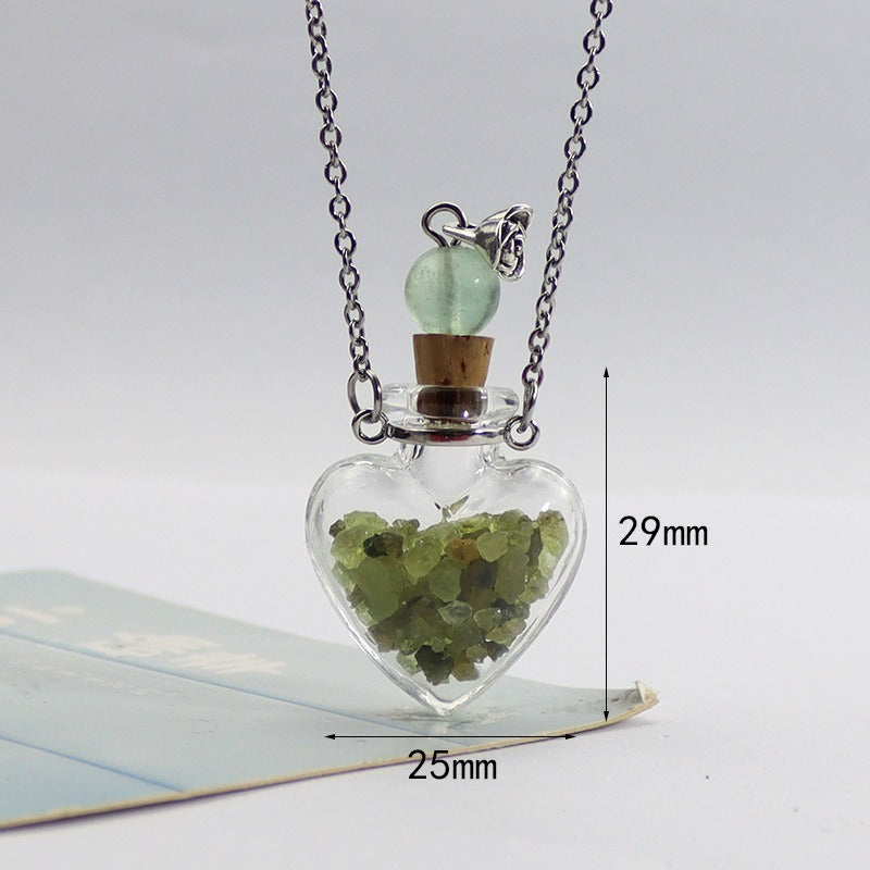 Transparent Heart-shaped Colored Glaze Perfume Essential Necklaces