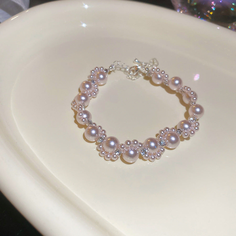 Women's Zircon Pearl Bee Buckle French Vintage Court Bracelets