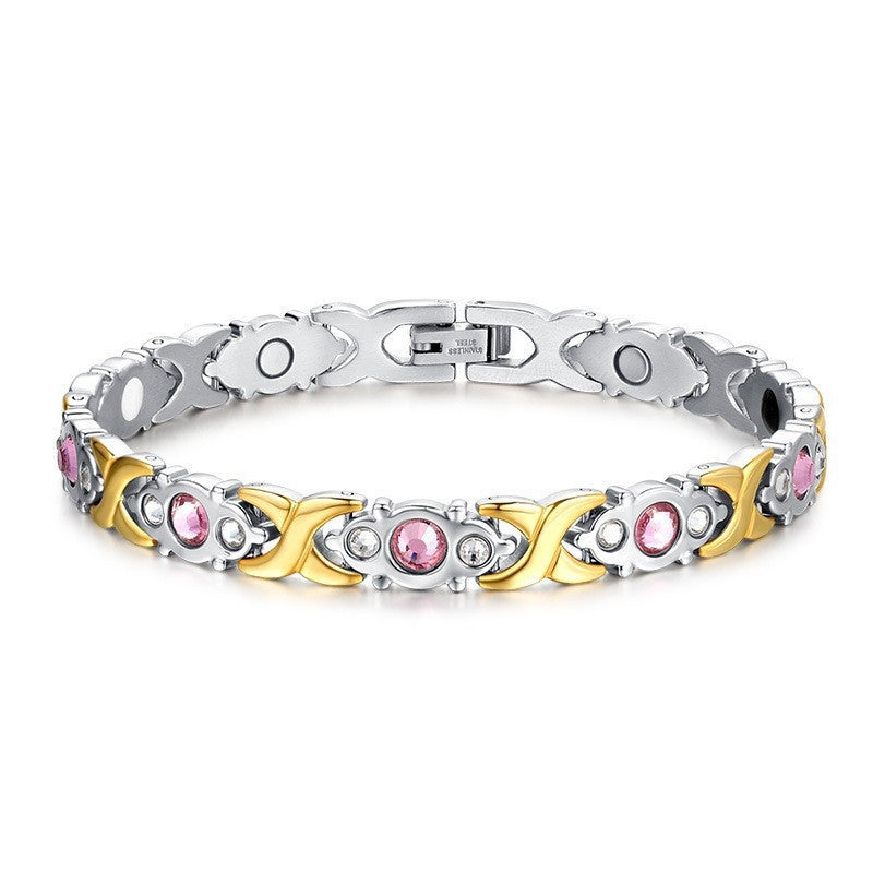 Women's & Men's Magnetic Detachable Trendy Cool Rhinestone Zinc Bracelets