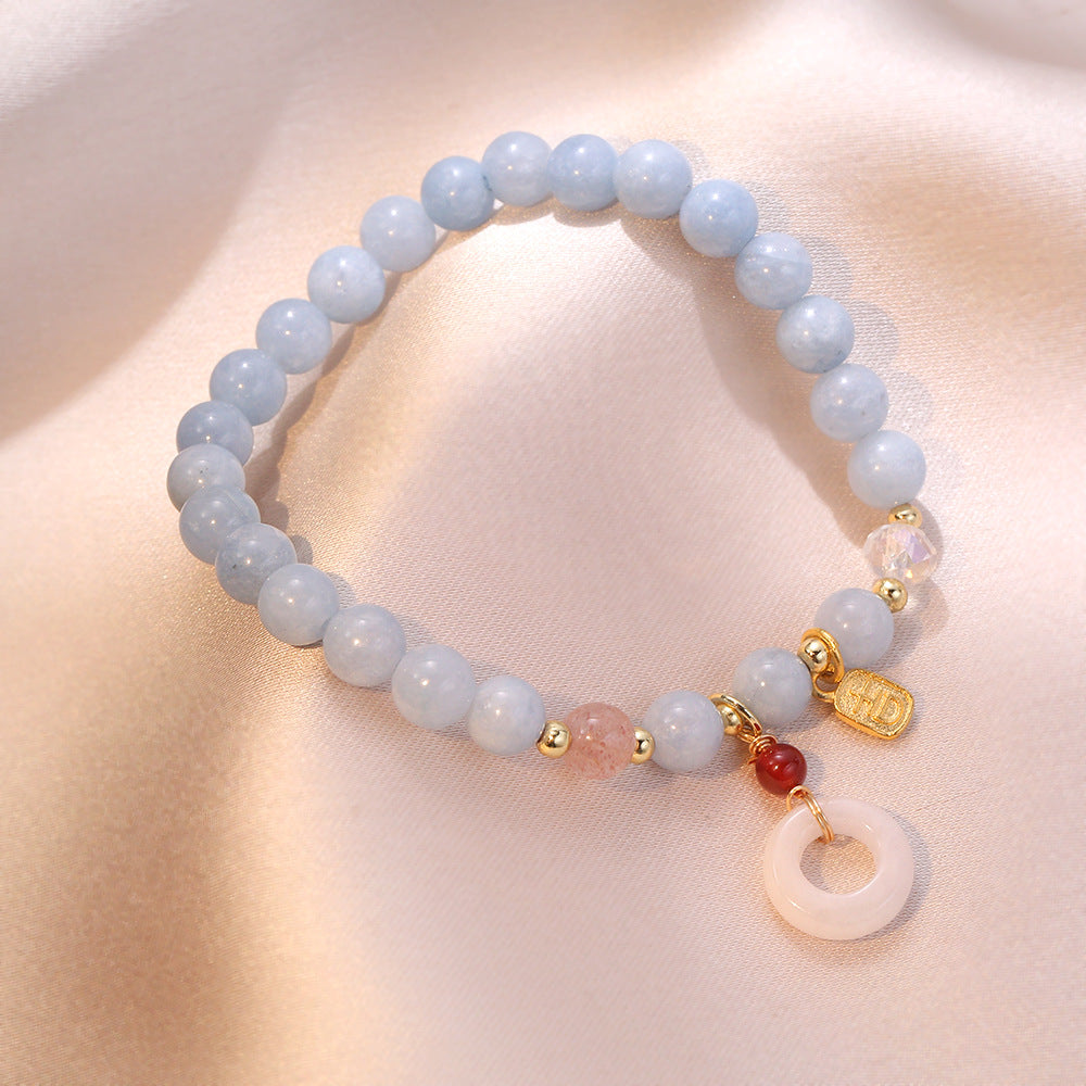 Bracelets à la mode avec boucle de paix en cristal de Quartz fraise pour femmes