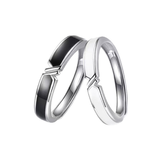 Women's & Men's Fetter Pairs Of Long-distance Love Black With Design Sense Ring