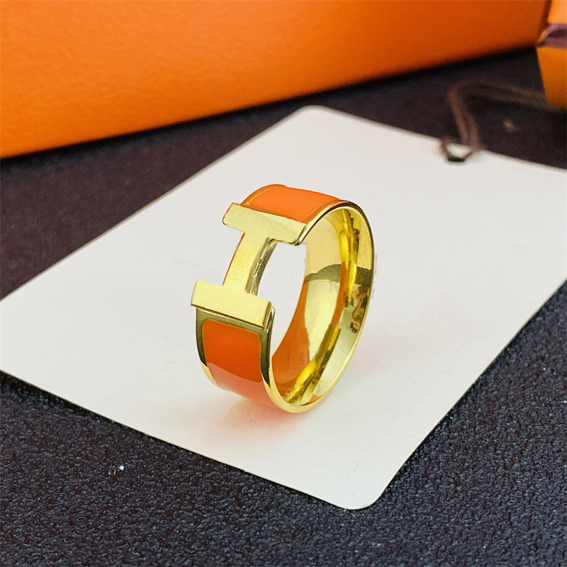 Red Enamel Color Epoxy Letter Opening Rings