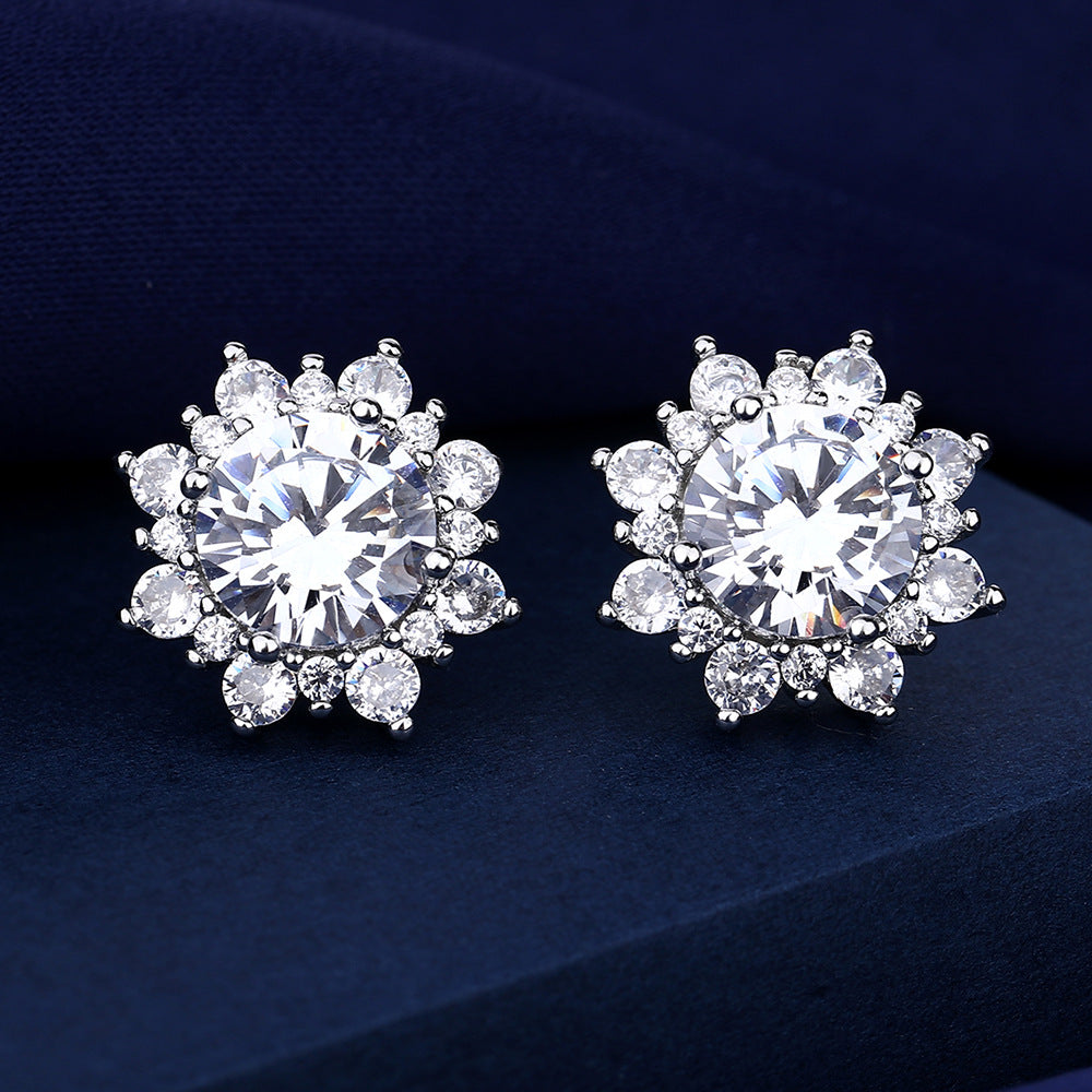 Women's Sunflower 2 Karat Moissanite Fashion Temperament Earrings