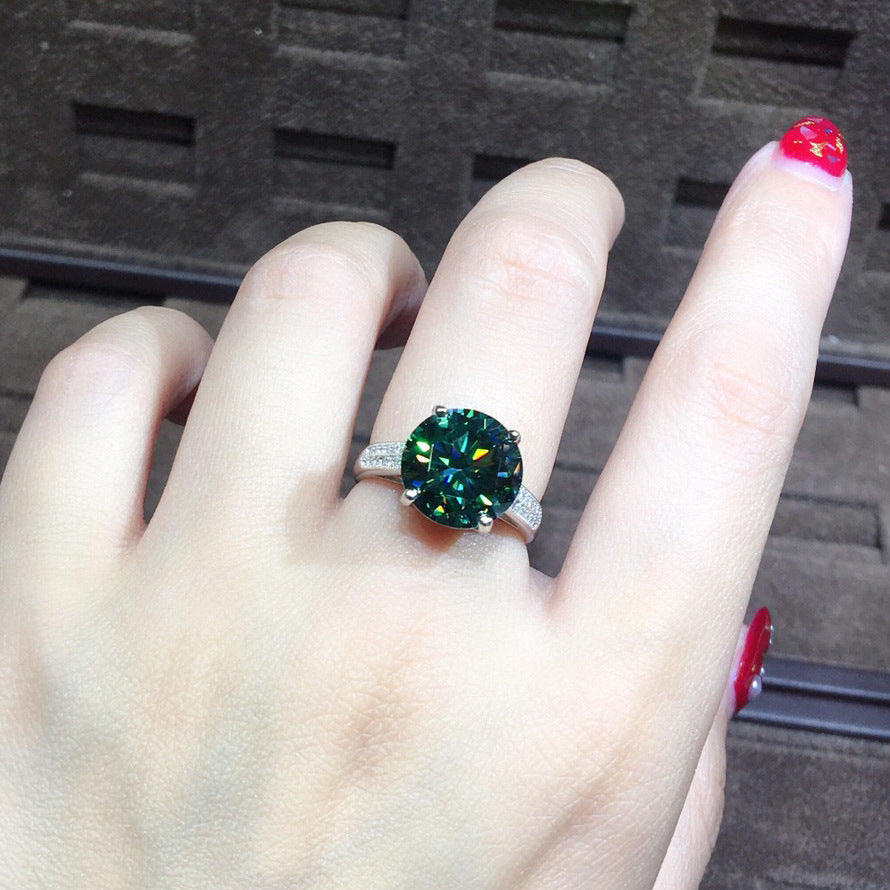 Bagues ouvertes en diamant Moissanite bleu vert simulé