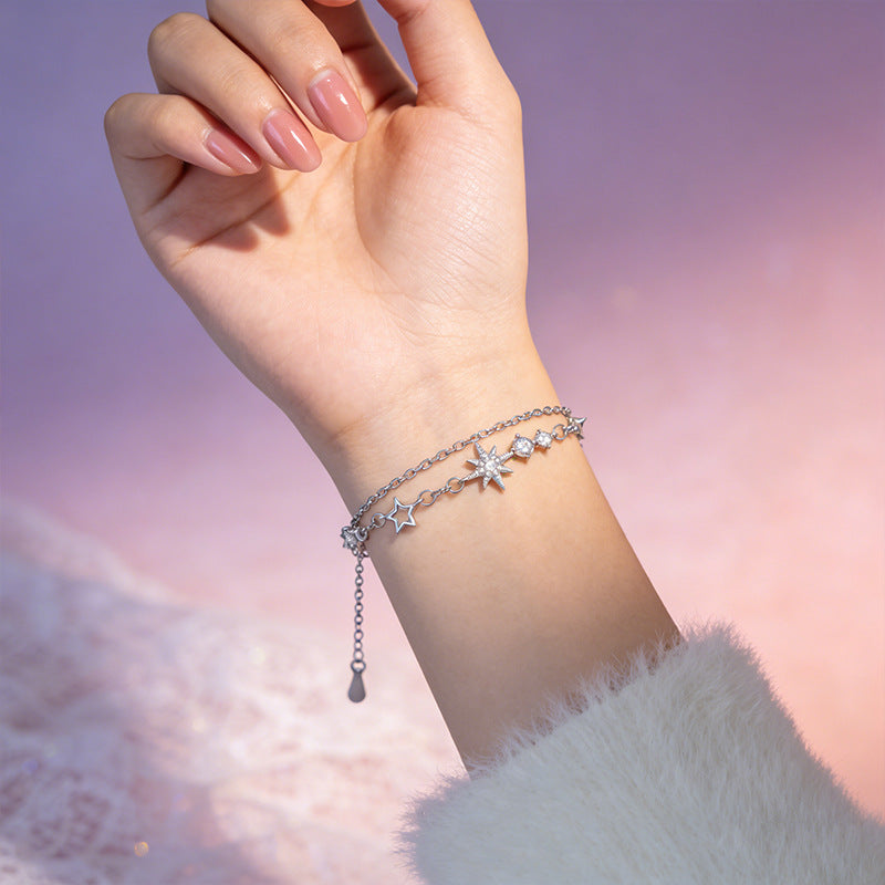 Light Luxury High-grade Hollow Zircon Birthday Bracelet