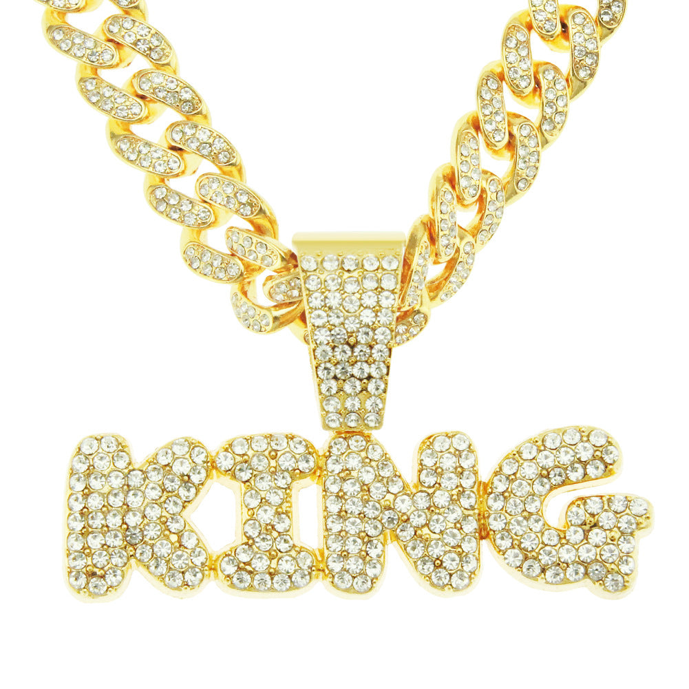 Men's Hip Hop Splendid Diamond Letter Pendant Domineering Necklaces