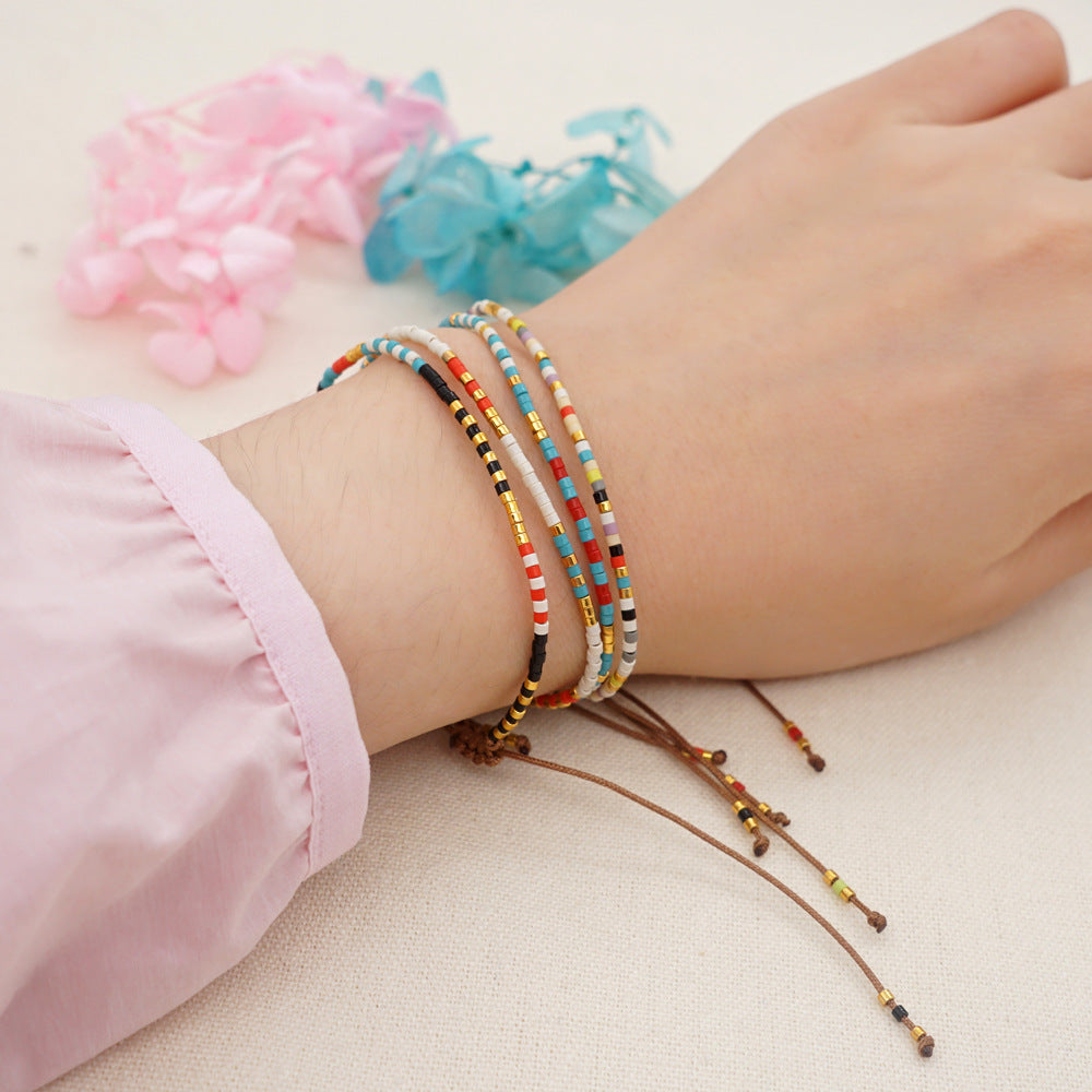 Women's Style Glass Beads Hand-woven Rainbow Friendship Bracelets