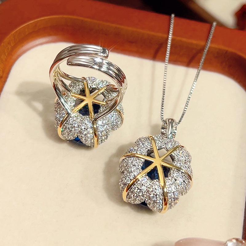 Women's Of Blue Cube Sugar High Sense Jewelry Set