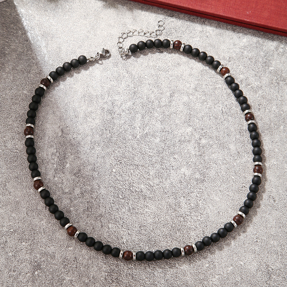 Men's Beaded Volcanic Rock Tigereye Coconut Shell Necklaces