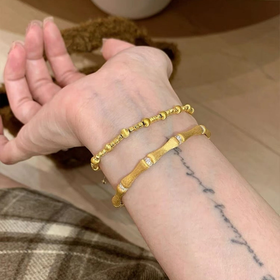 Chinese Retro Brushed Golden Bamboo Female Special Interest Light Luxury Bracelets