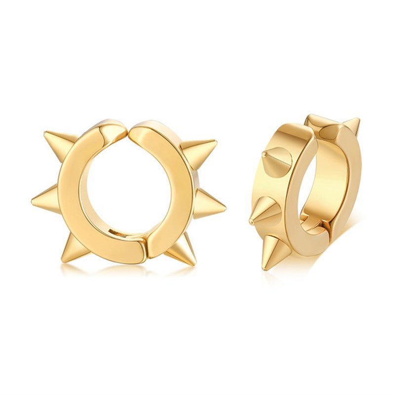 Geometric Clips Stainless Steel Six Pointed Vertebra Piercing Punk Ear Clip