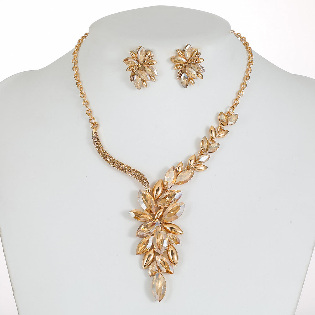 Bridal Alloy Diamond Crystal Glass Color Necklaces