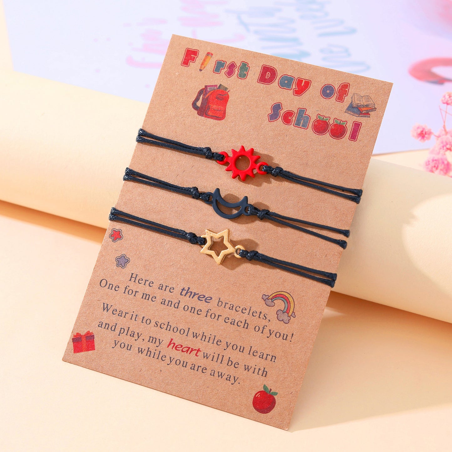 Moon Star Warm Heart Copywriting Card Bracelets