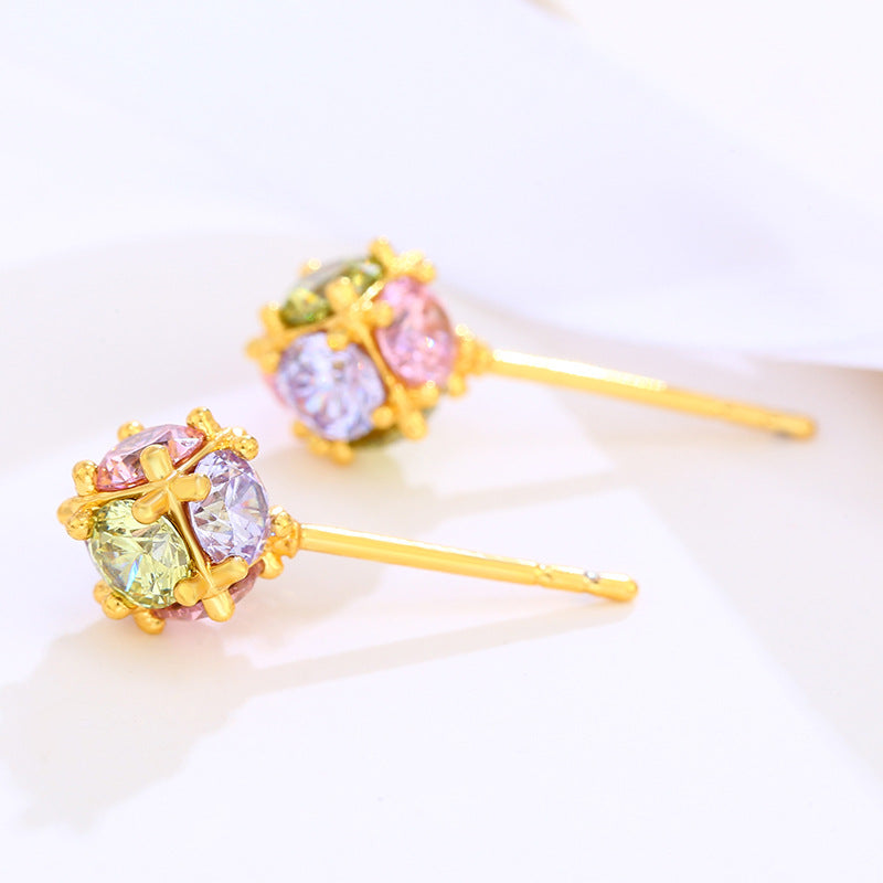 Jewelry Color Artificial Zircon Magic Ball Hydrangea Earrings