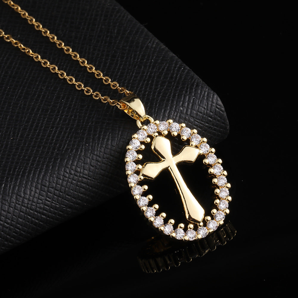 Gold Cross Pendant Female Design Cold Necklaces