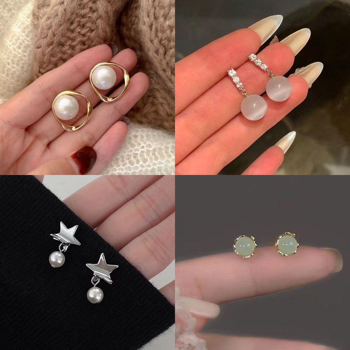 Gentle Temperamental Pearl High-grade Diamond Decorations Niche Stud Earrings