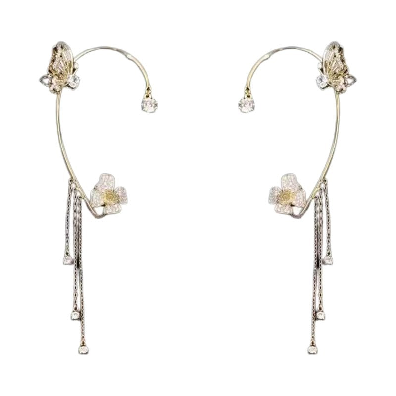 Hollow Butterfly Hook Tassel Flowers Snowflake Wheat Wings Integrated High-grade Ear Clip
