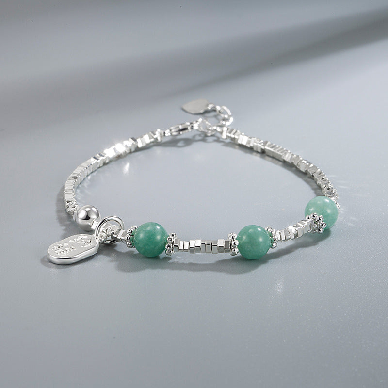 Rich Sier Square Chalcedony Lucky Fortune Bracelets