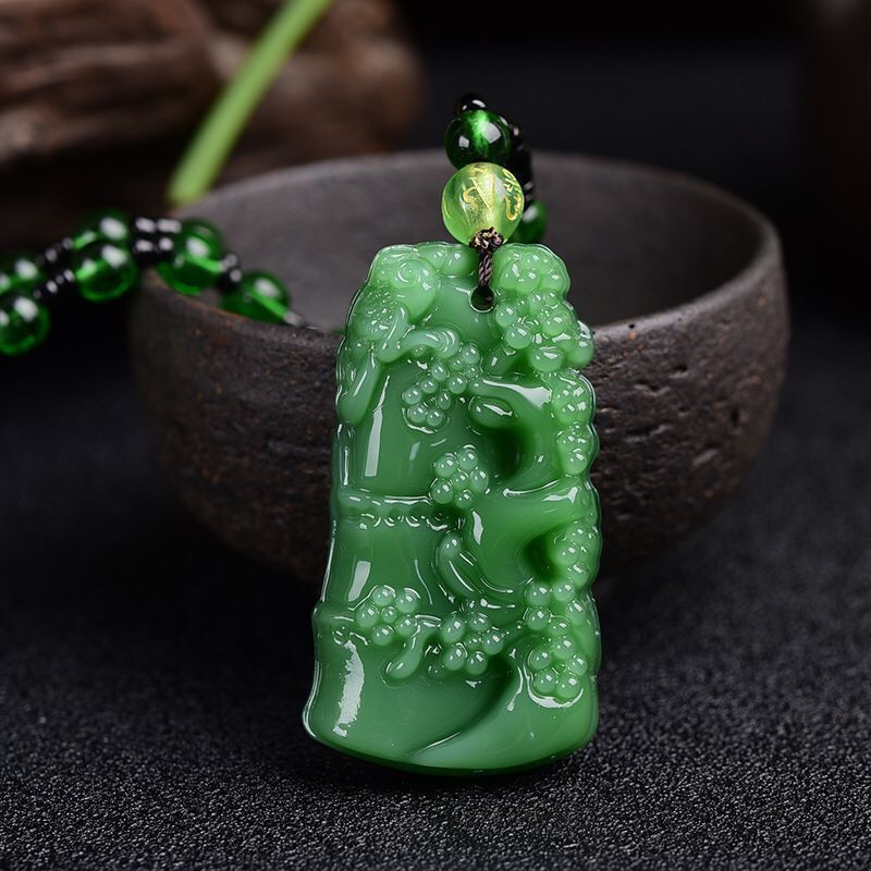 Green Jade Goddess Buddha Hand Maitreya Sweater Chain Safety Buckle Necklaces