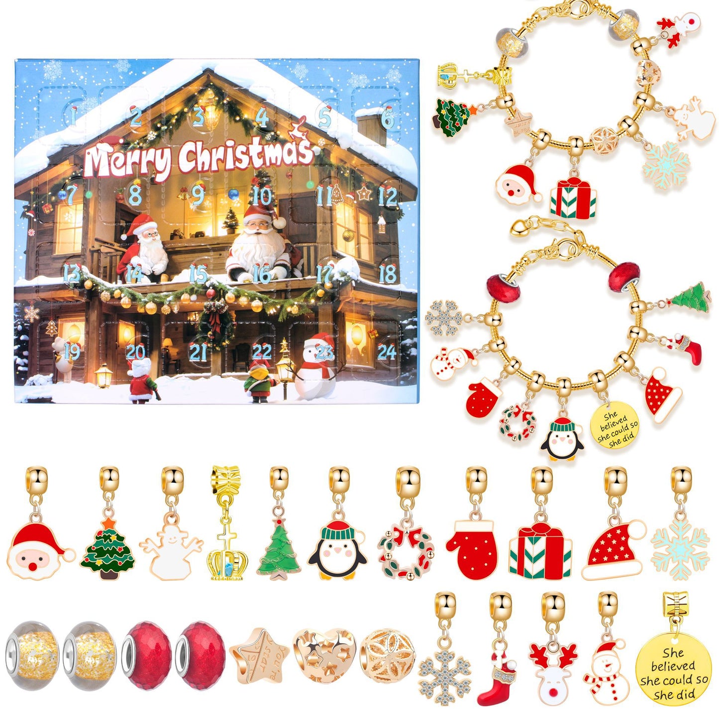 Advent Calendar Creative Snowman Christmas Blind Bracelets