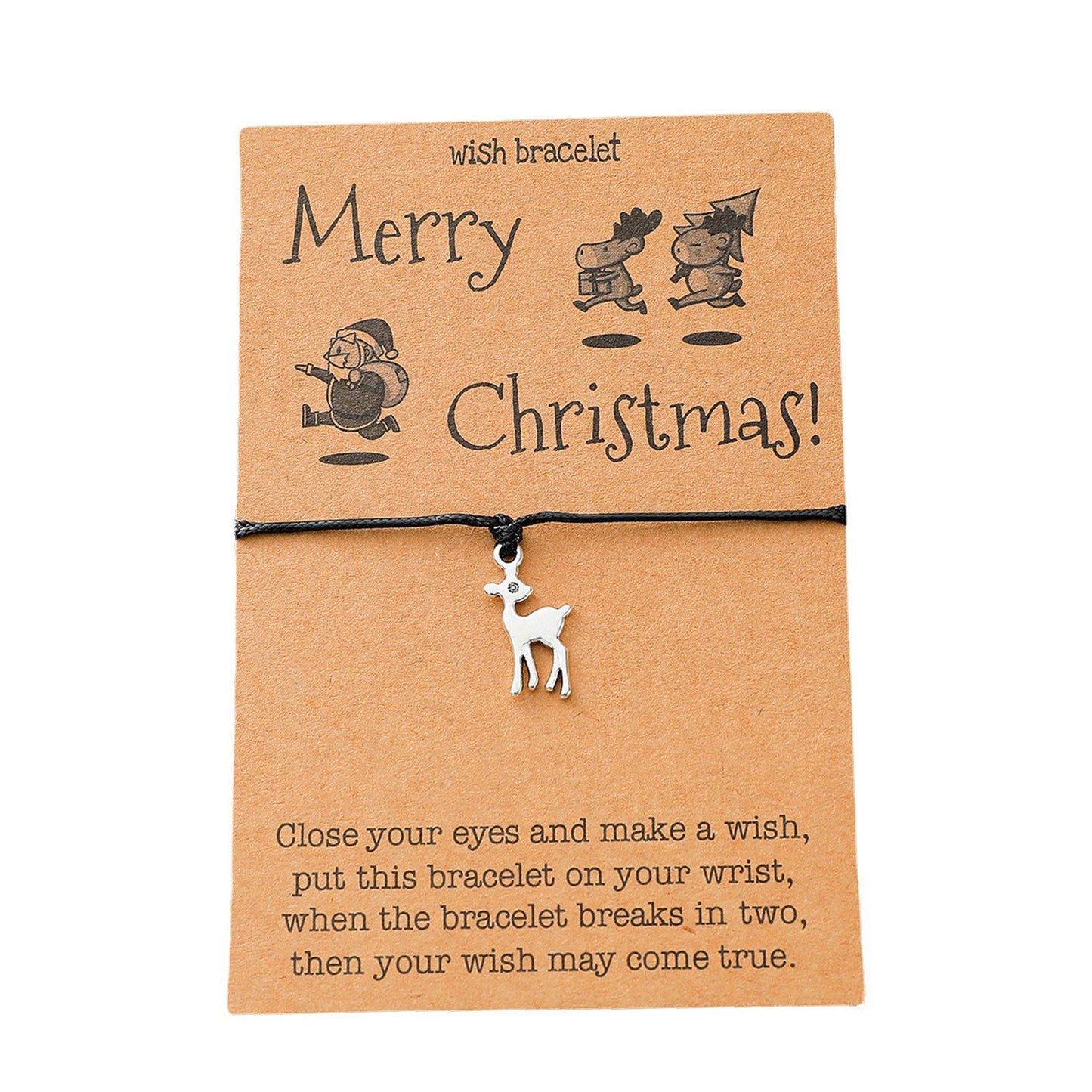 Christmas Card Alloy Pendant Hand Weaving Bracelets