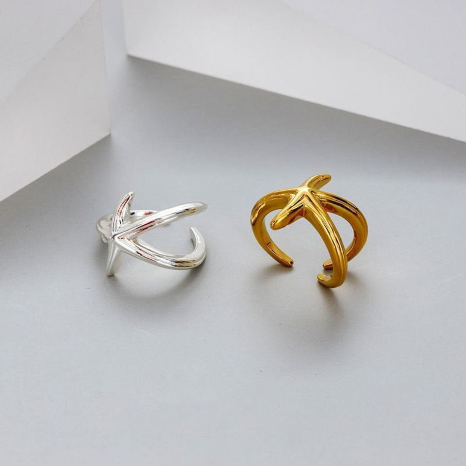 Starfish Female Design Fashion Style Opening Rings