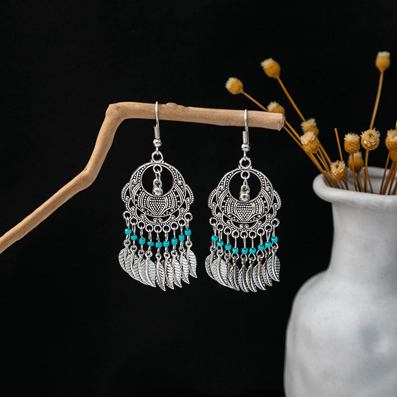 Bohemian Ethnic Style Ear Long Tassel Metal Fashion Earrings