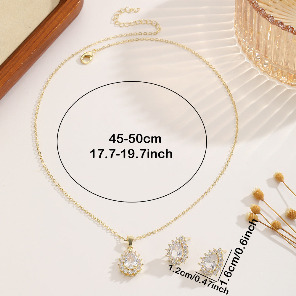 Drop-shaped Zircon Suit Light Luxury Full Diamond Necklaces