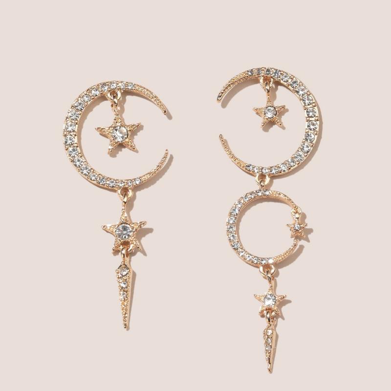 Star And Moon Ear Asymmetric Female Earrings