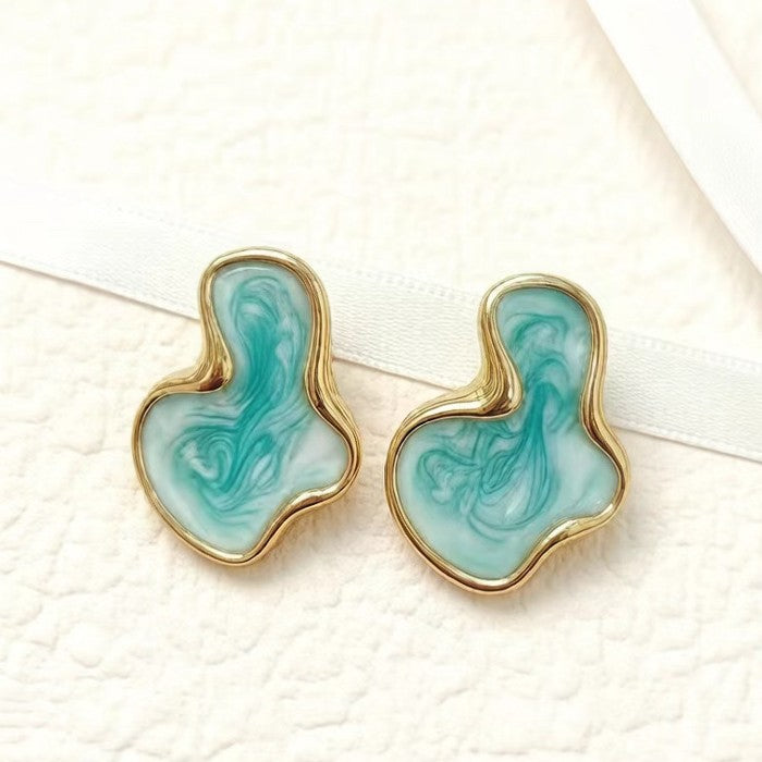 Geometric White Clouds Enamel Light Luxury High Sense Minority Simple Earrings