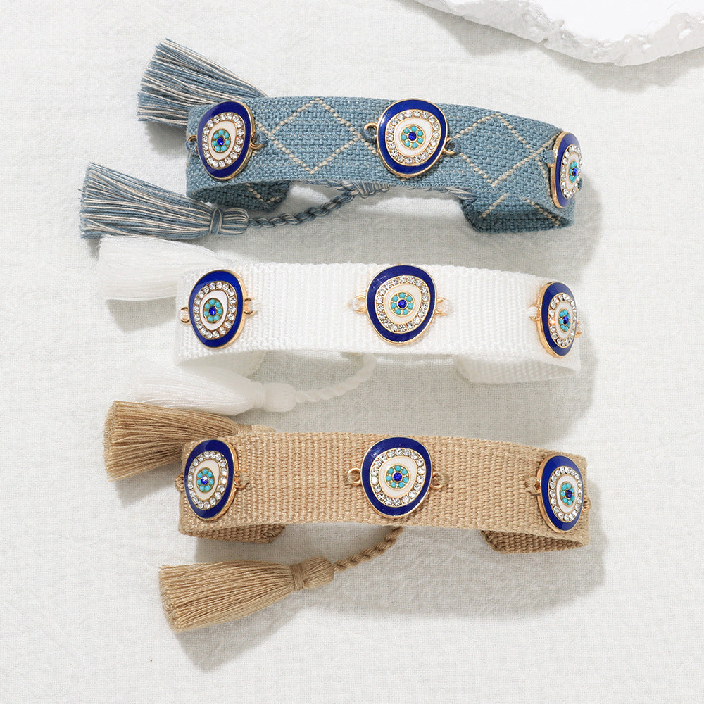 Woven Popular Blue Eyes Lucky Carrying Strap Ethnic Bracelets