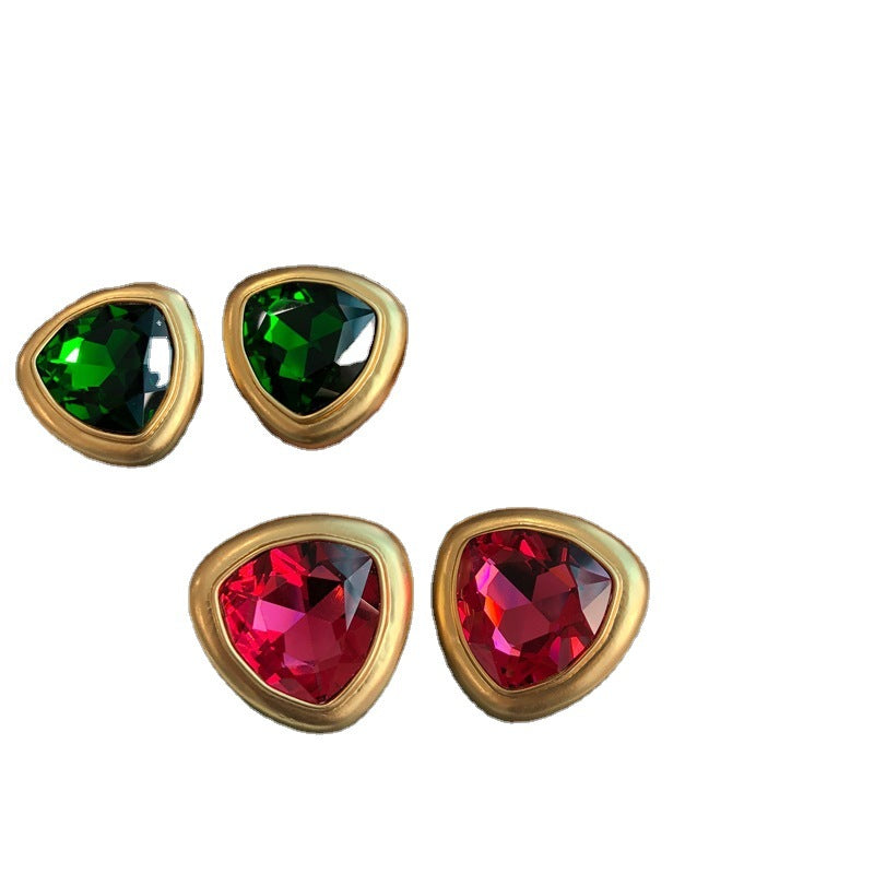 Vintage Series Electroplated Real Gold Rose Chinese Green Temperament Wild Jewelry Set