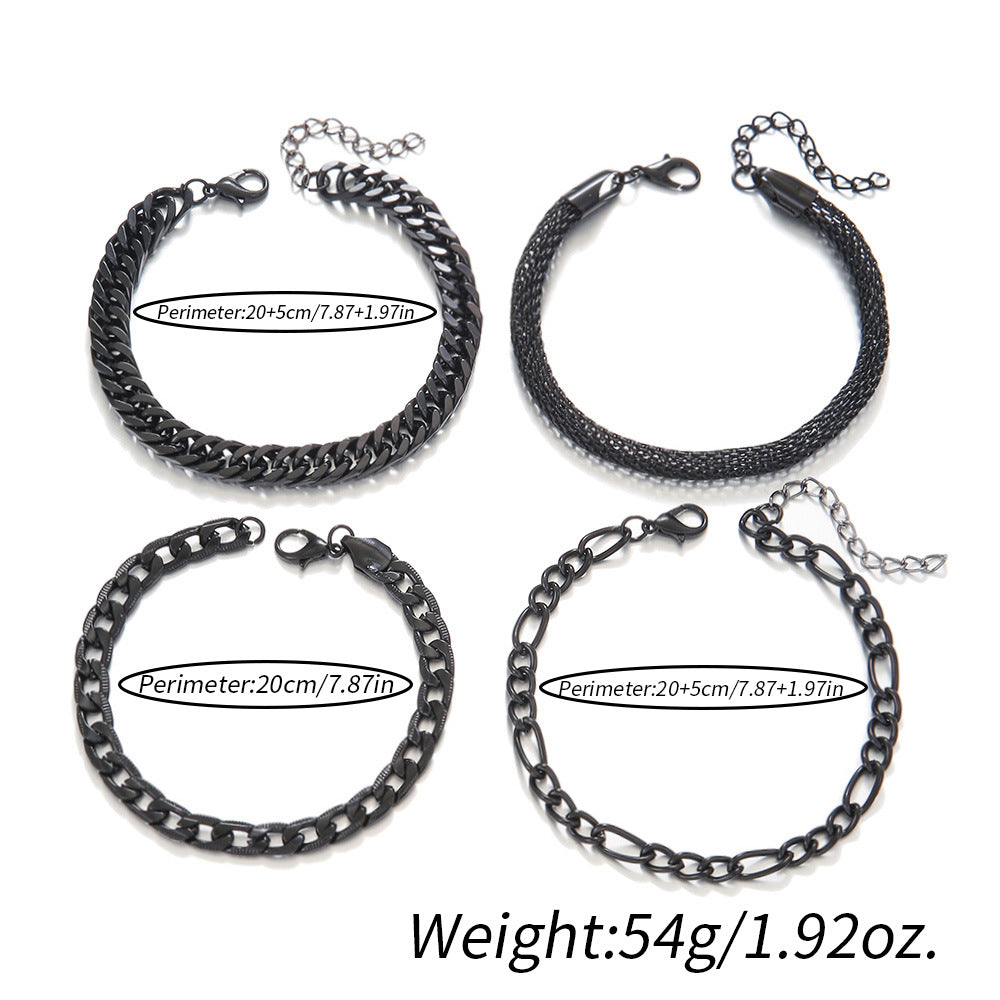 Men's Gun Black Chain Suit Hip Hop Bracelets