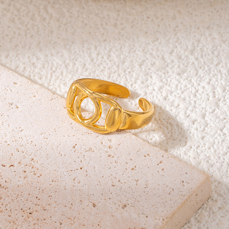Fashionable Elegant Stainless Steel Leaf Female Style Hip Ring