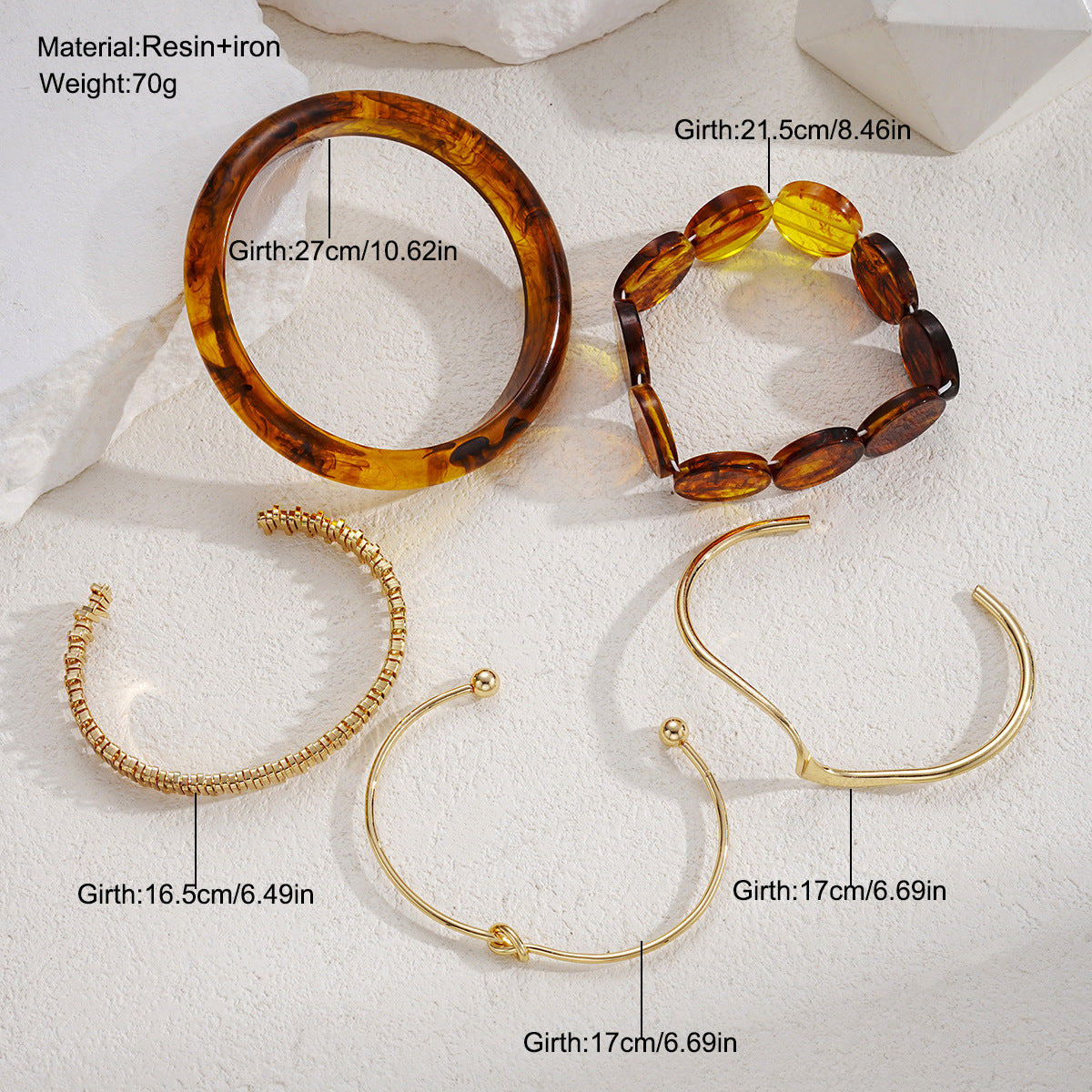 Stitching Round Metal Texture Glossy Hug Spring Bracelet