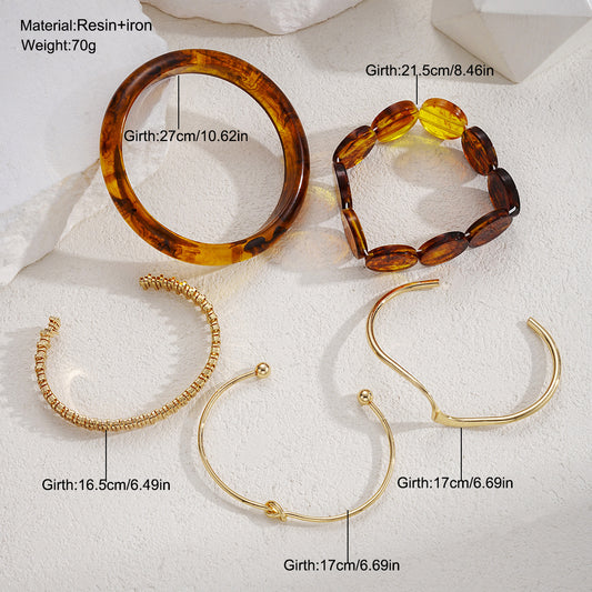 Stitching Round Metal Texture Glossy Hug Spring Bracelet