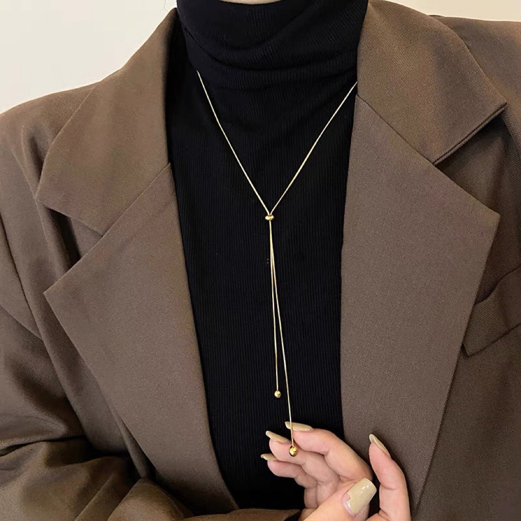 Women's Design Round Beads Tassel For Special Interest Light Luxury High-grade Necklace