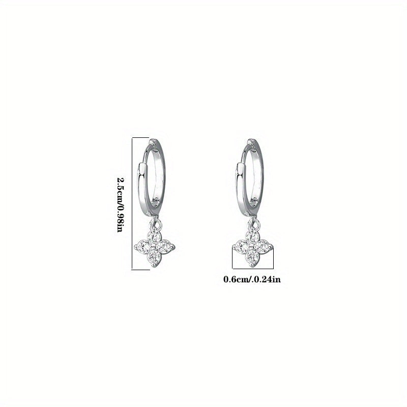 Trendy Four-leaf Flower Floral Sweet Ear Clip Earrings