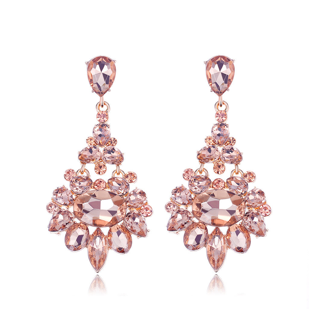 Boucles d'oreilles en cristal de diamant en alliage populaire de mode atmosphérique