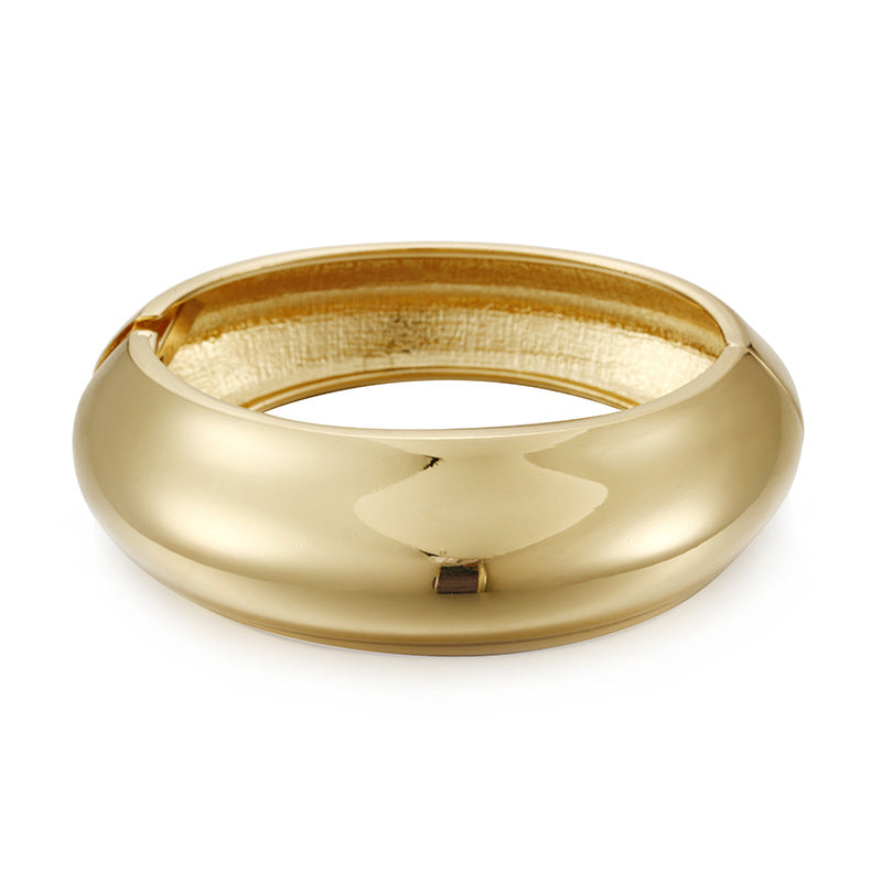 Gold Female Glossy Spring Exaggerated Opening Bracelet