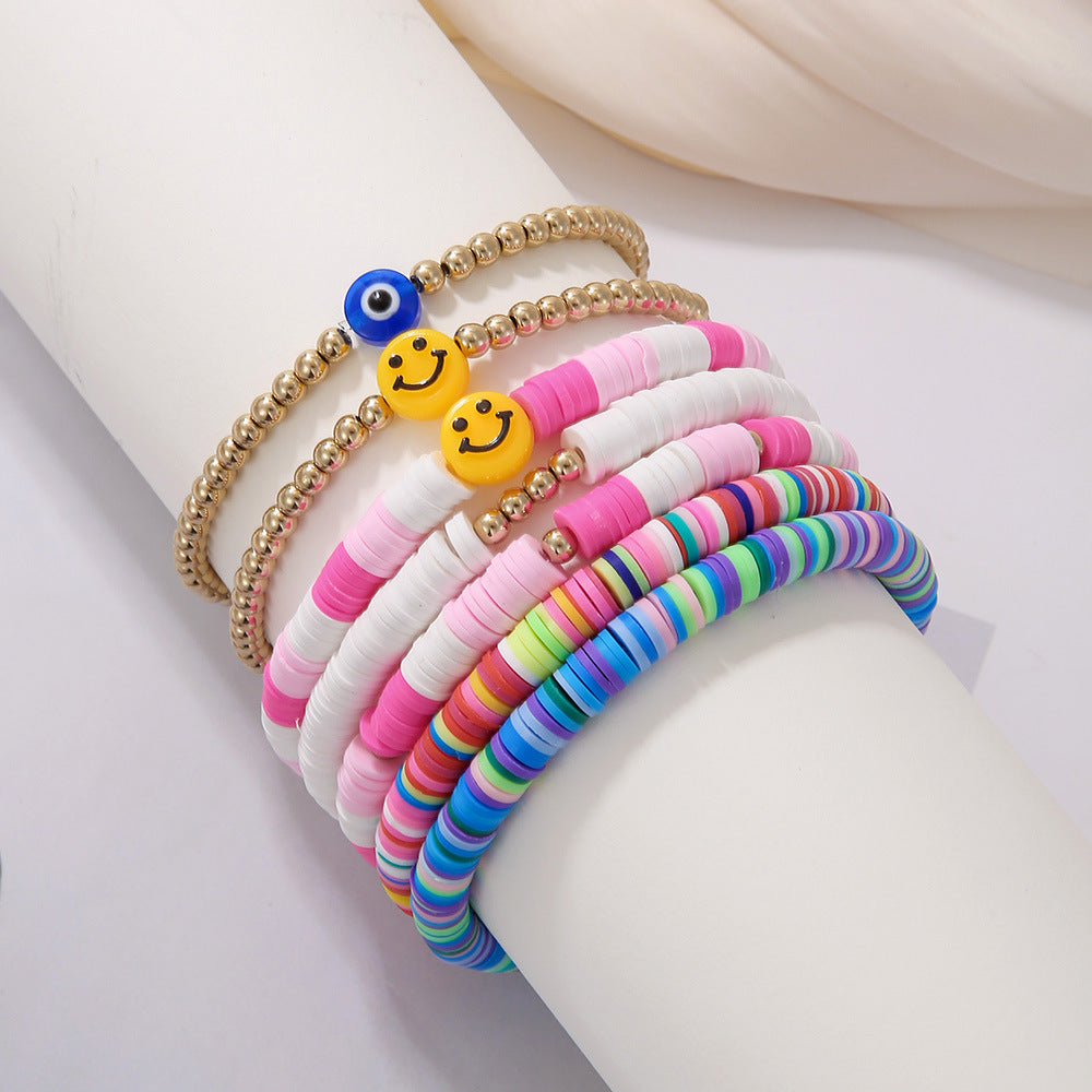 Contrast Color Polymer Clay Suit Design Sense Niche Eyes Bracelets