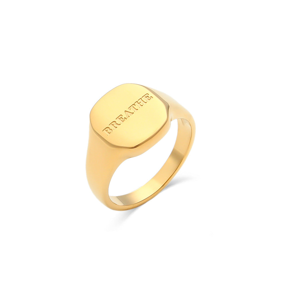 Women's Letters Special Interest Light Luxury Fashion Ring