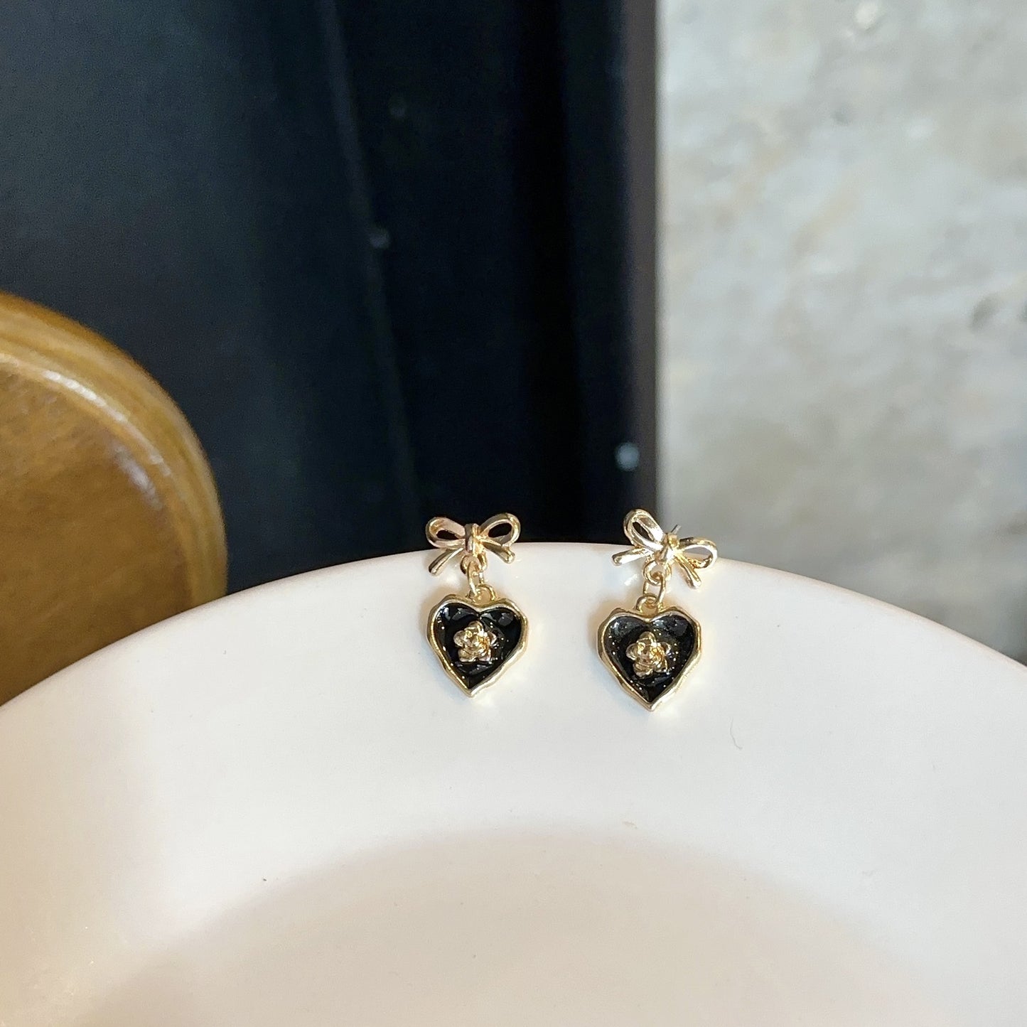 Boucles d'oreilles d'amour de Style Hepburn français, tempérament d'aiguille